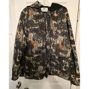 Vintage Men's Bushlan Size Medium Full Zip Camo Hunting Jacket Hoodie Fleece USA